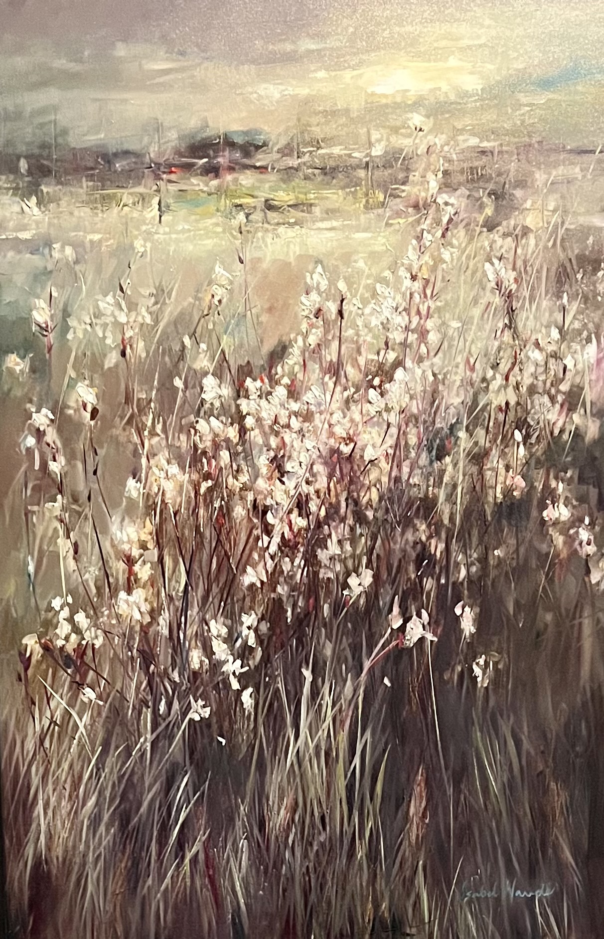 white flowers in the field — oil on canvas